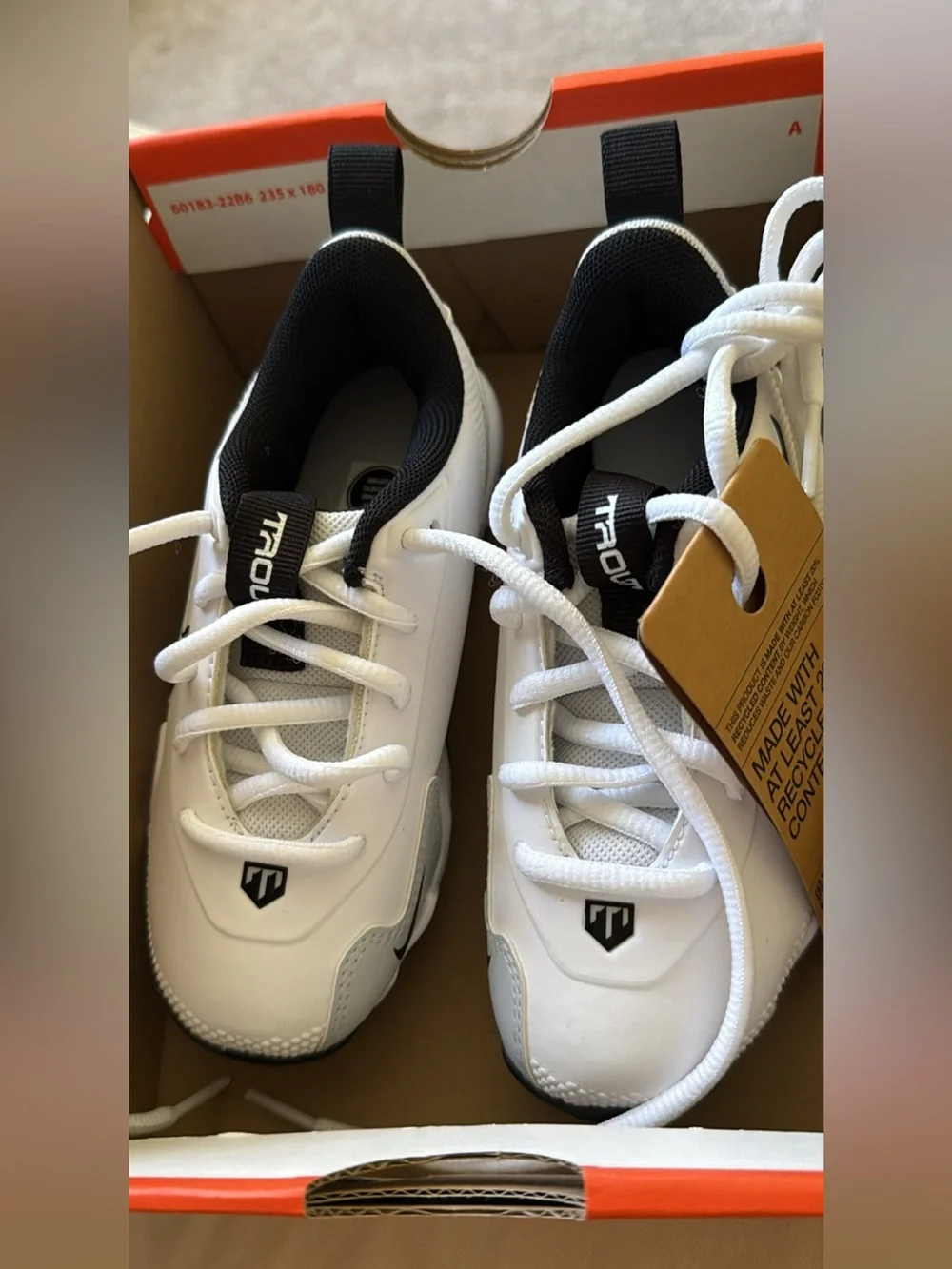 Nike Kids White and Black Cleat Sneakers